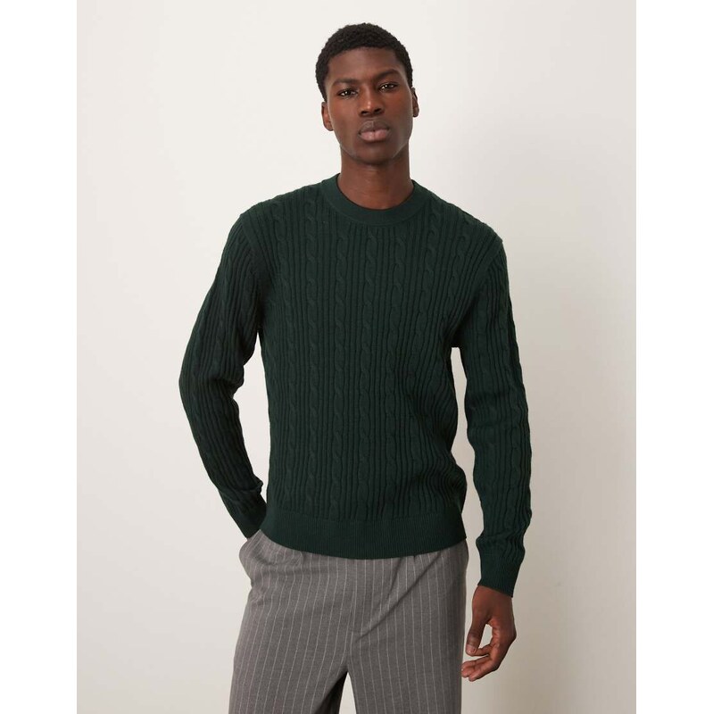 Abercrombie & Fitch wool blend cable knit jumper in dark green 115565989