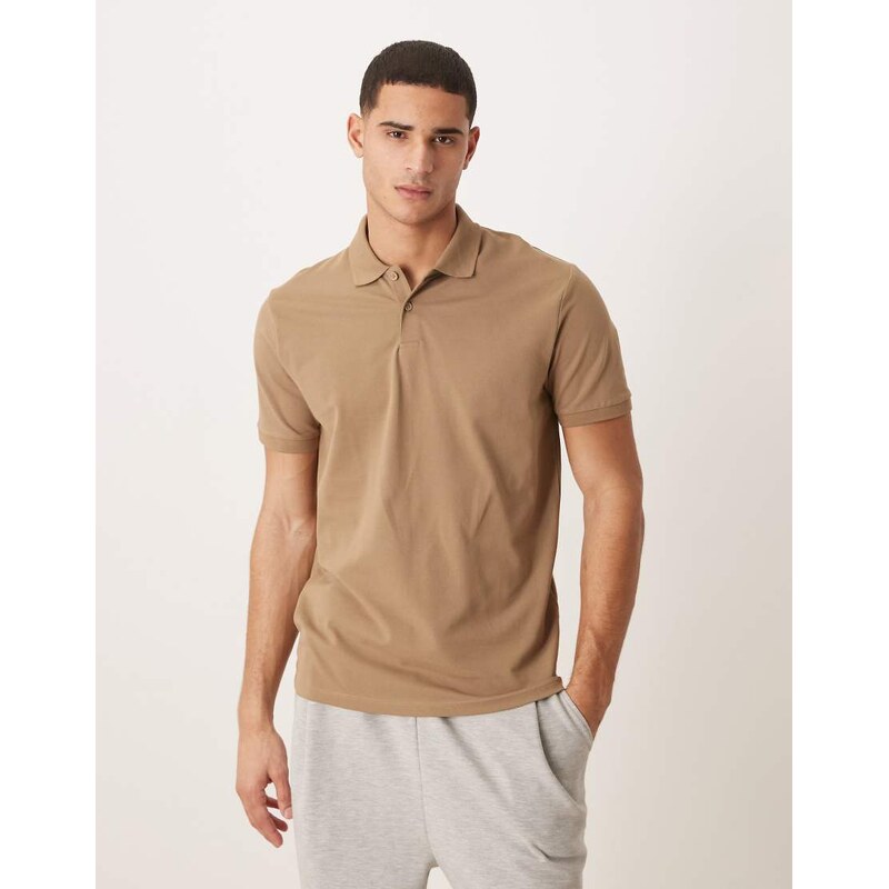 ASOS DESIGN Essentials regular fit polo in brown pique