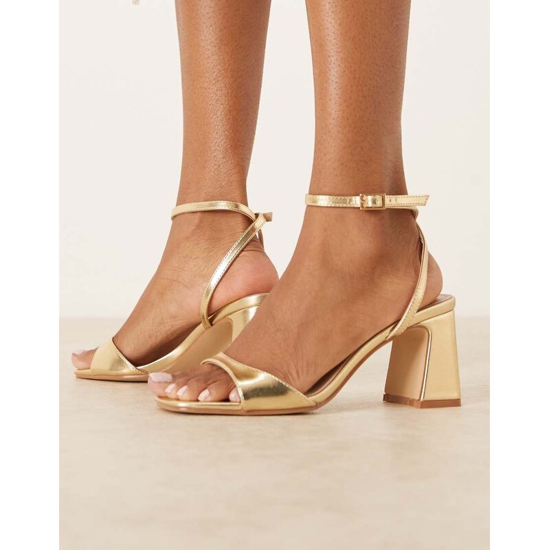 RAID Cora block heeled sandals in gold 115518017