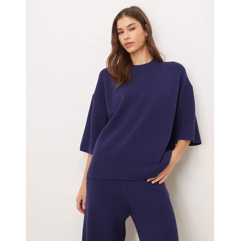 ASOS DESIGN knitted compact structured oversized t shirt co-ord