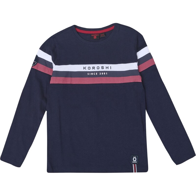 KOROSHI Tričko námořnická modř / burgundská červeň / offwhite