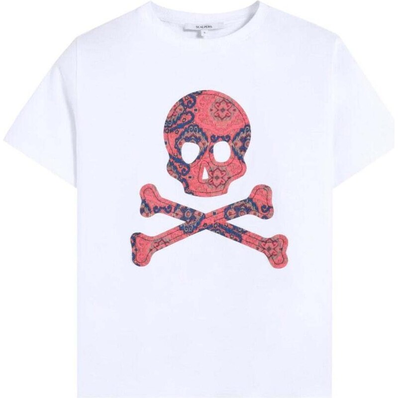 Scalpers Tričko Skulltrize tmavě modrá / ohnivá červená / offwhite 112283463