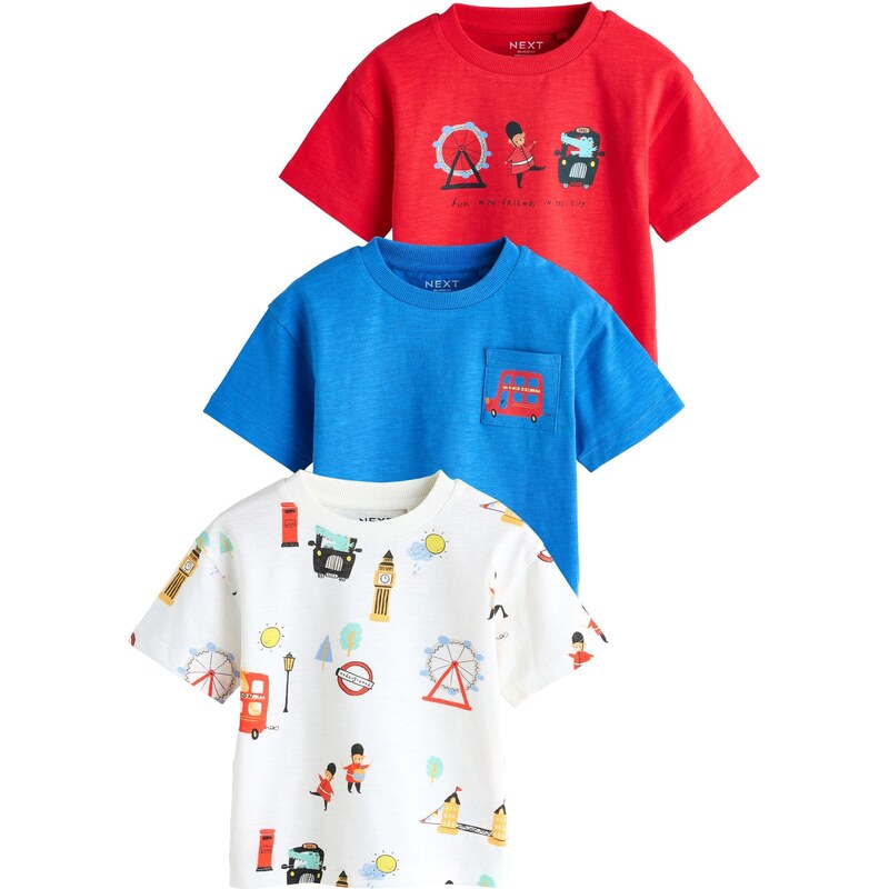 Next Tričko královská modrá / červená / offwhite