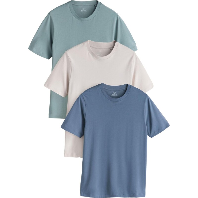 Next Tričko Essential safírová / nefritová / bílá