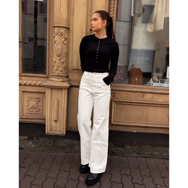 DÁMSKÉ BÍLÉ DŽÍNY REPLAY STŘIHU NARJA BAGGY FIT - WB520 .000.858001D