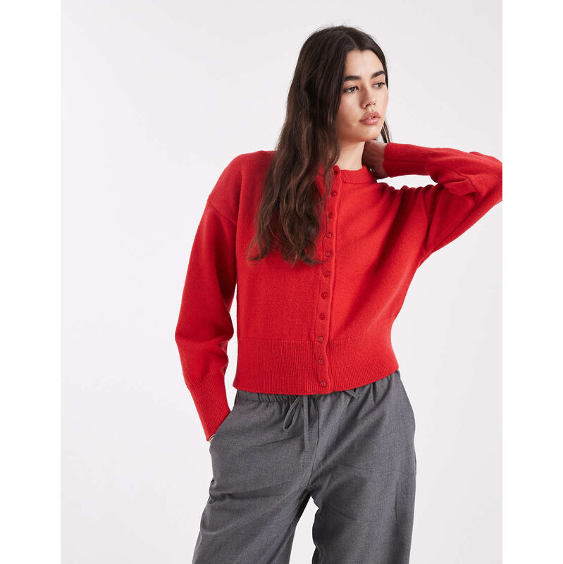 Daisy Street fitted waist cardigan in poppy red 112291667