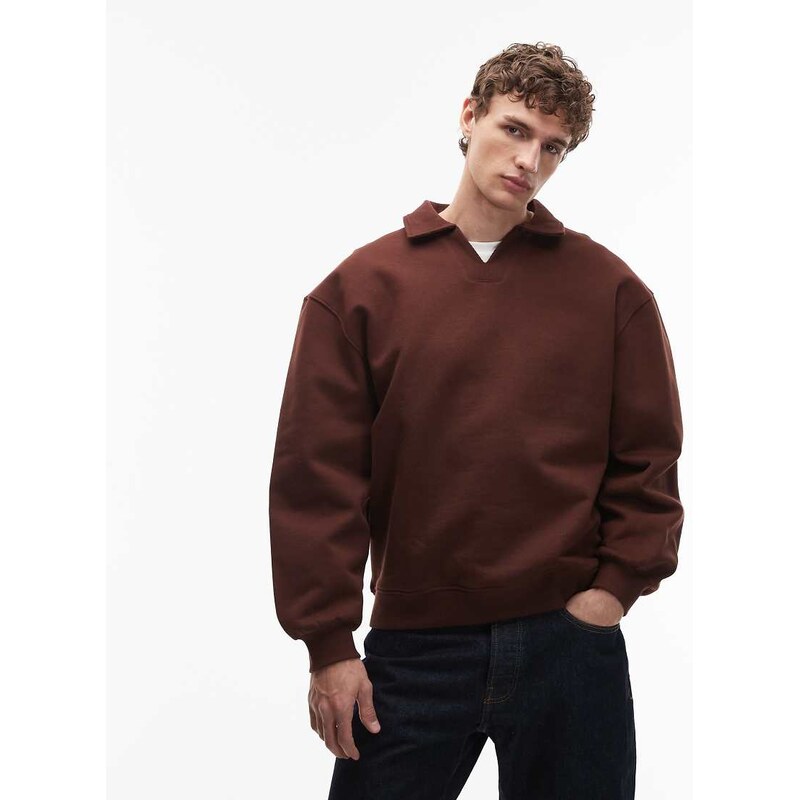 ASOS DESIGN oversized heavyweight 400gsm notch neck polo