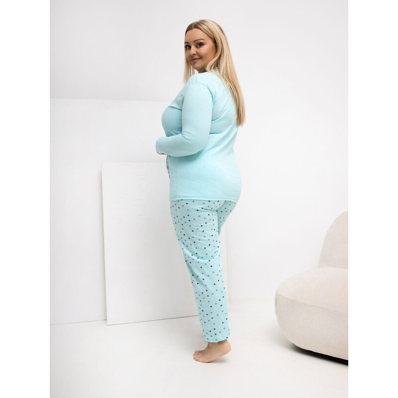 Forever Pink Dámské plus size pyžamo v mátové barvě