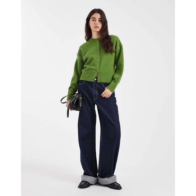 Daisy Street fitted waist cardigan in green