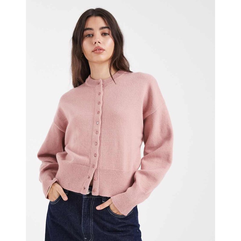 Daisy Street fitted waist cardigan in mauve pink