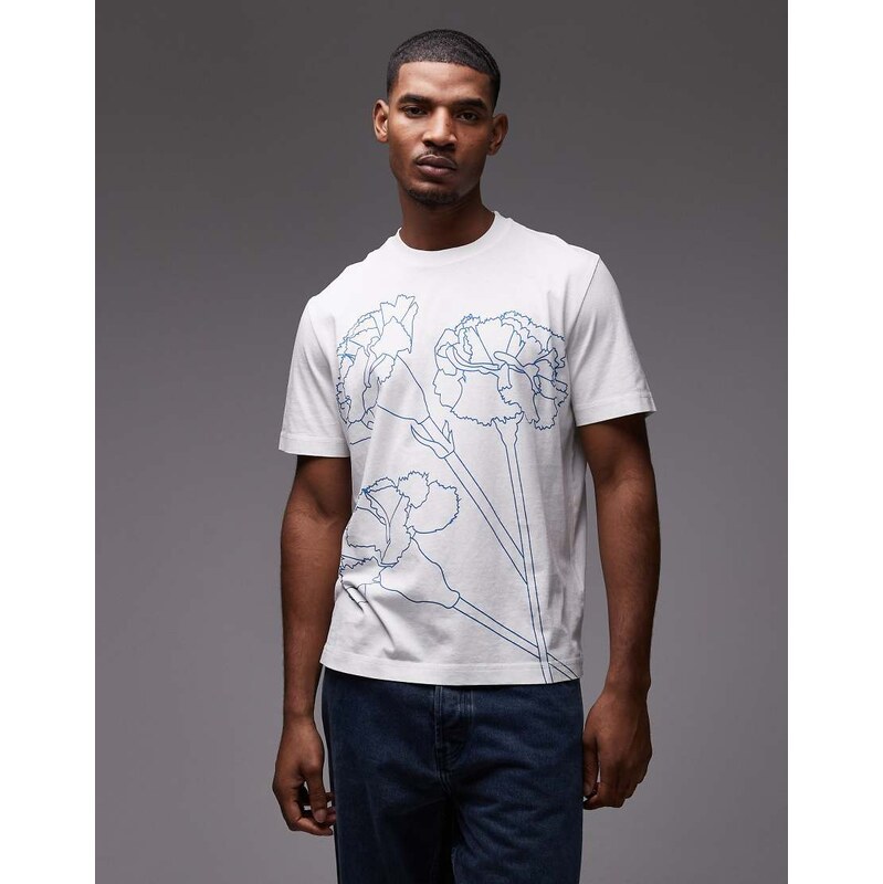 PS Paul Smith floral line drawing print t-shirt in white