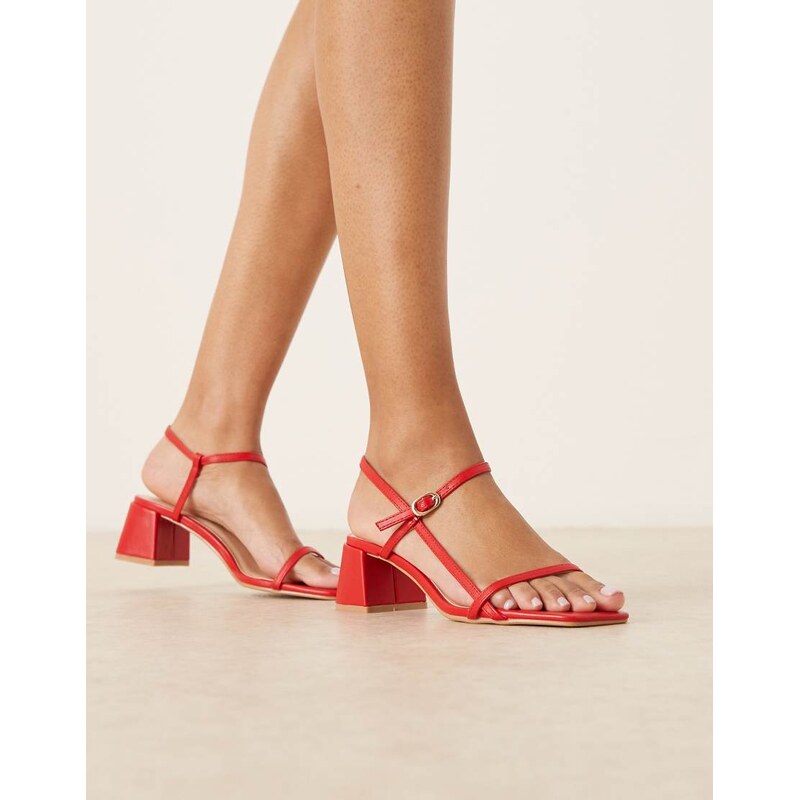 Glamorous low block heeled sandals in red 115517037
