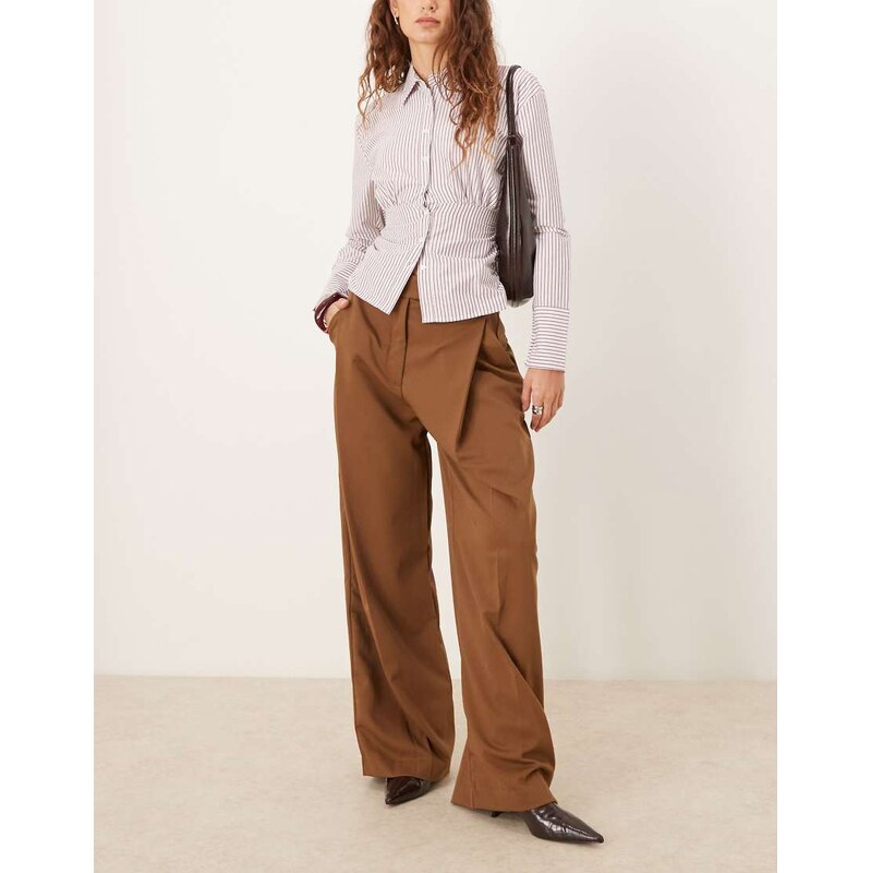Mango slouchy tailored trouser in brown