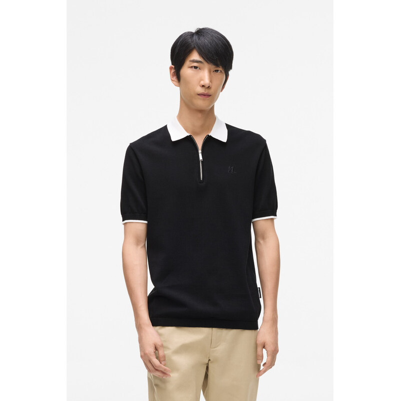 SVETR KARL LAGERFELD CONTRAST COLLAR KNITTED POLO