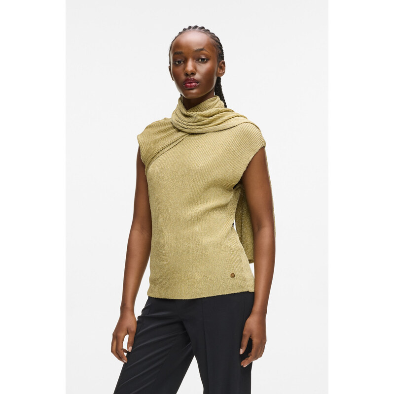 SVETR KARL LAGERFELD LUREX KNIT SELF TIE TOP