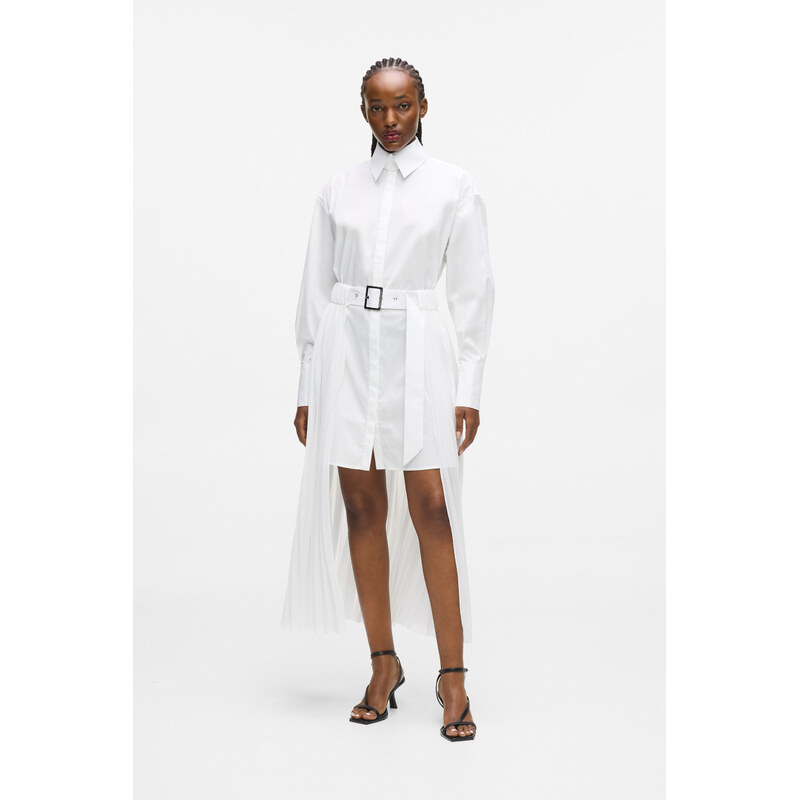 ŠATY KARL LAGERFELD PLEATED FASHION SHIRT DRESS