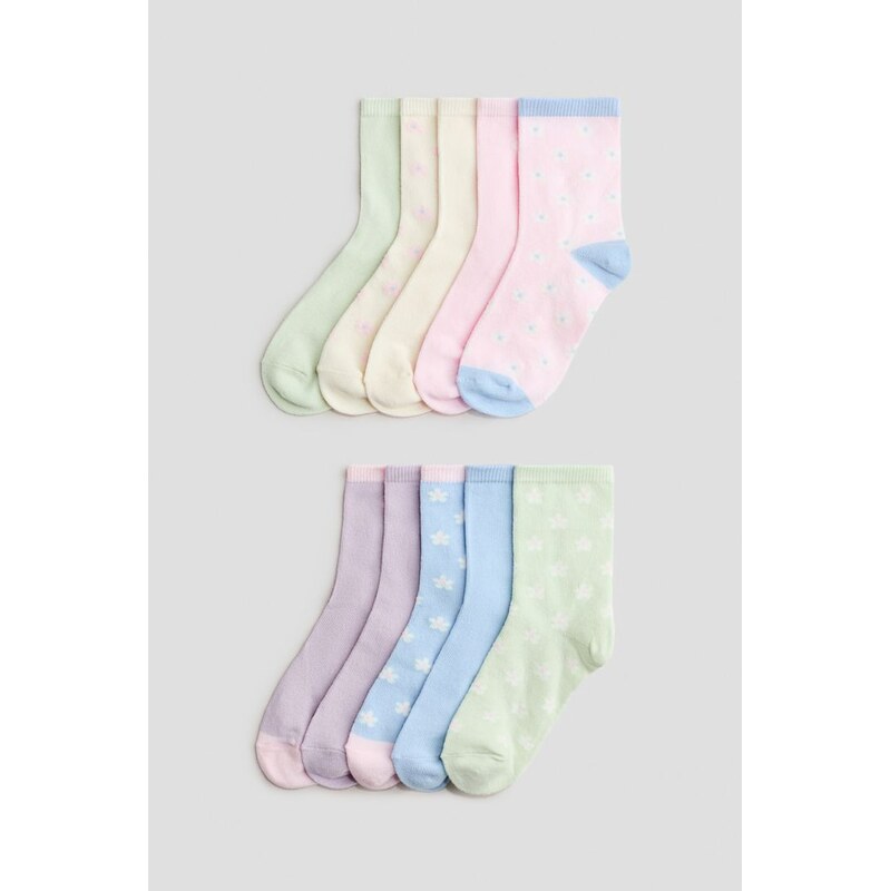 H&M - Ponožky 10 párů - Světle Růžová/Květiny