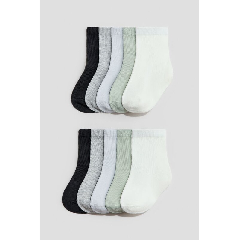 H&M - Balení: 10 párů ponožek - Zelená/Šedá/Černá