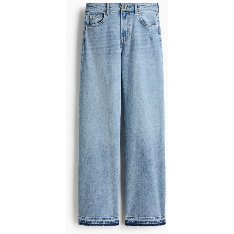 H&M - Wide High Waist Jeans - Světlý Denim Blue
