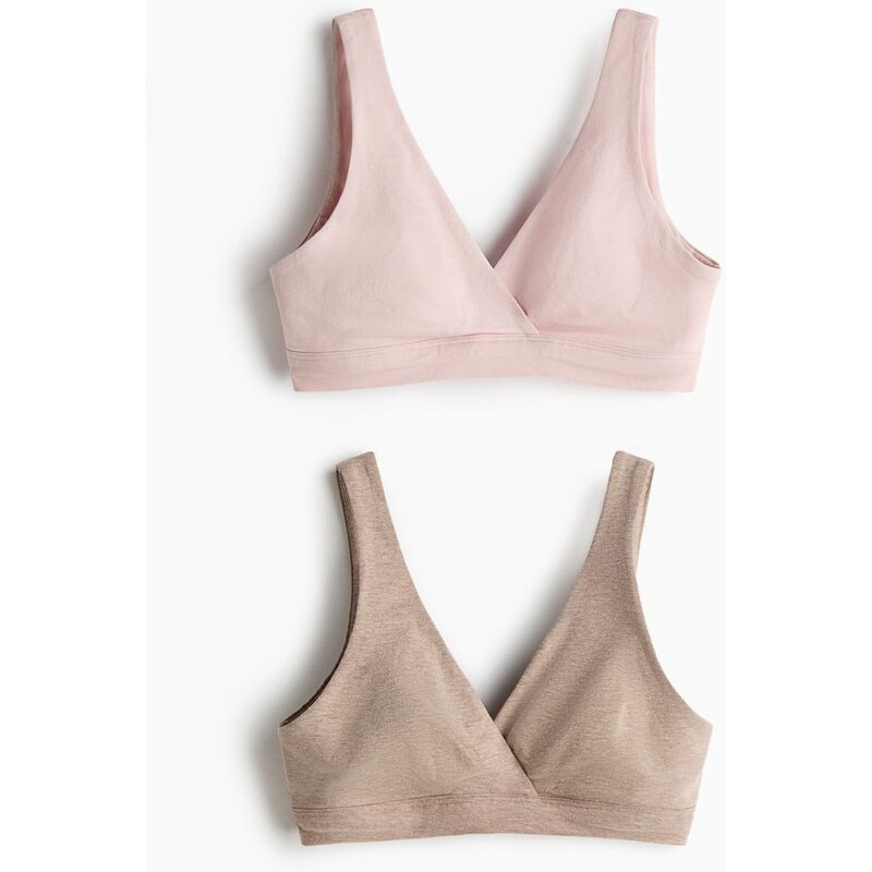 H&M - MAMA Bavlněná podprsenka na kojení 2 kusy - hnědá 112305227