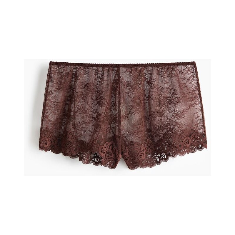 H&M - Krajkové kalhotky shortie - hnědá 112305228