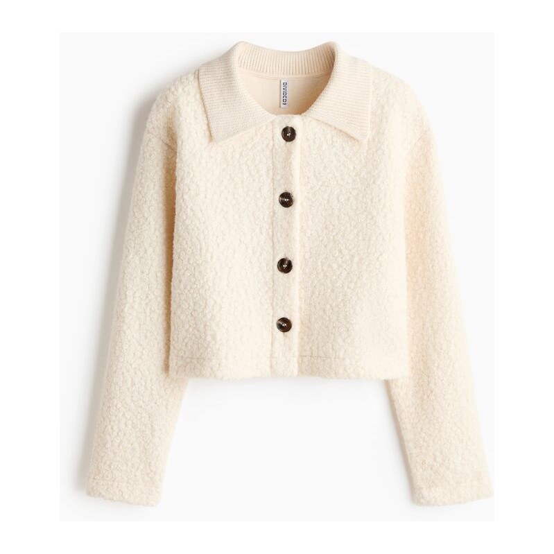 H&M - Plyšový kardigan - Krémová