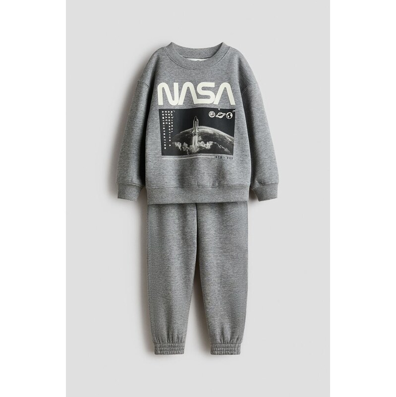 H&M - Dvoudílná souprava mikina a kalhoty jogger - Šedý Melír