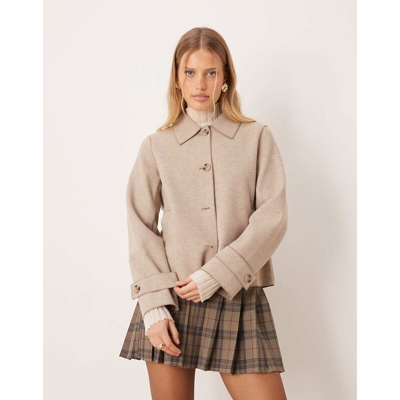 Vila button front short lightweight jacket in natural melange