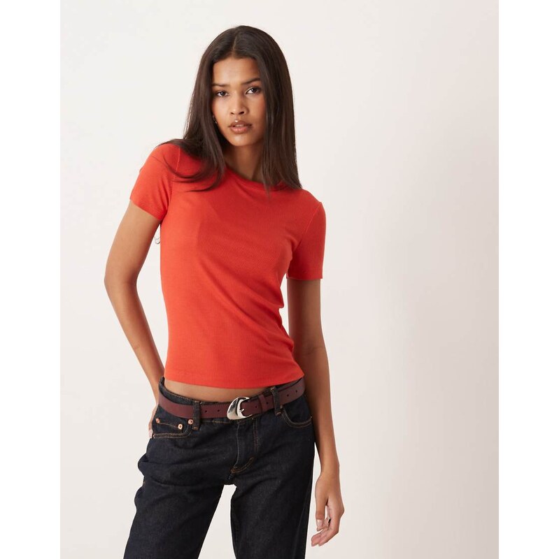 AWARE ribbed t-shirt in red 115516926