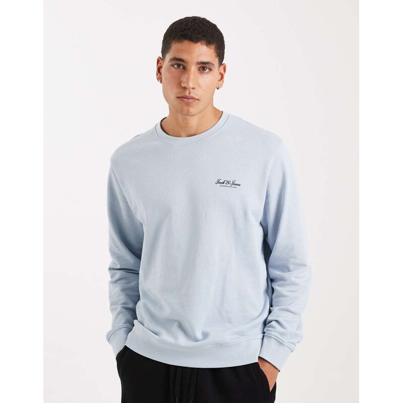 Jack & Jones sweatshirt with script logo in light blue