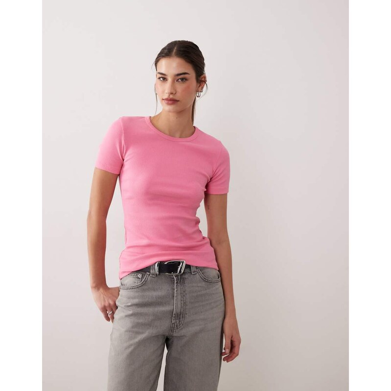 JJXX Frankie ribbed t-shirt in pink