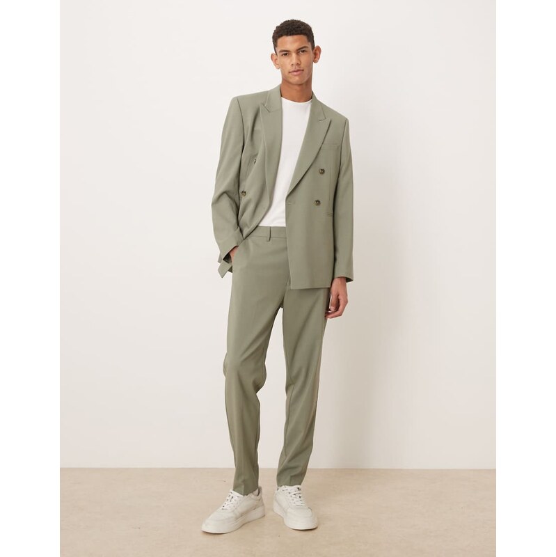 ASOS DESIGN tapered suit trousers in sage green