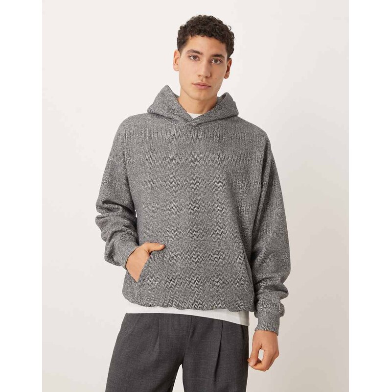 Abercrombie & Fitch essential hoodie in herringbone grey