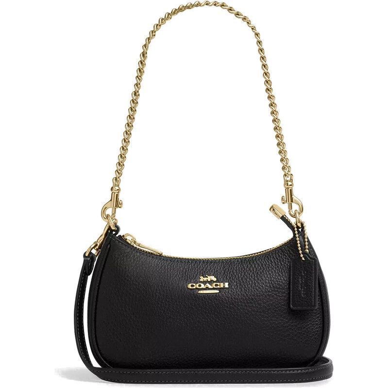 COACH Kabelka Teri Mini Crossbody Bag Pebbled Leather Gold Black