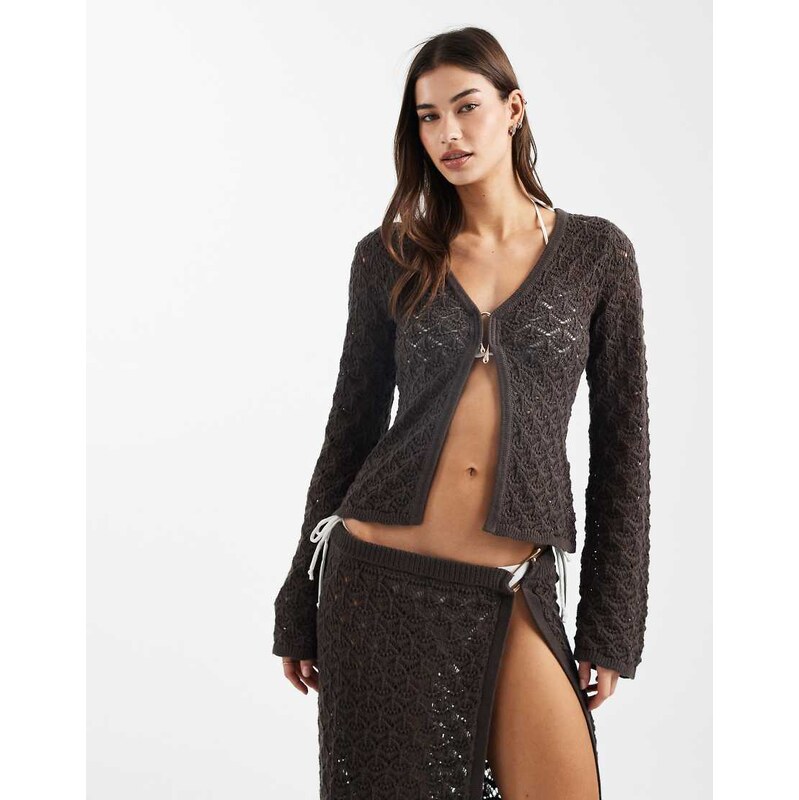4th & Reckless cotton rich crochet knit ring detail flare sleeve beach 112308855