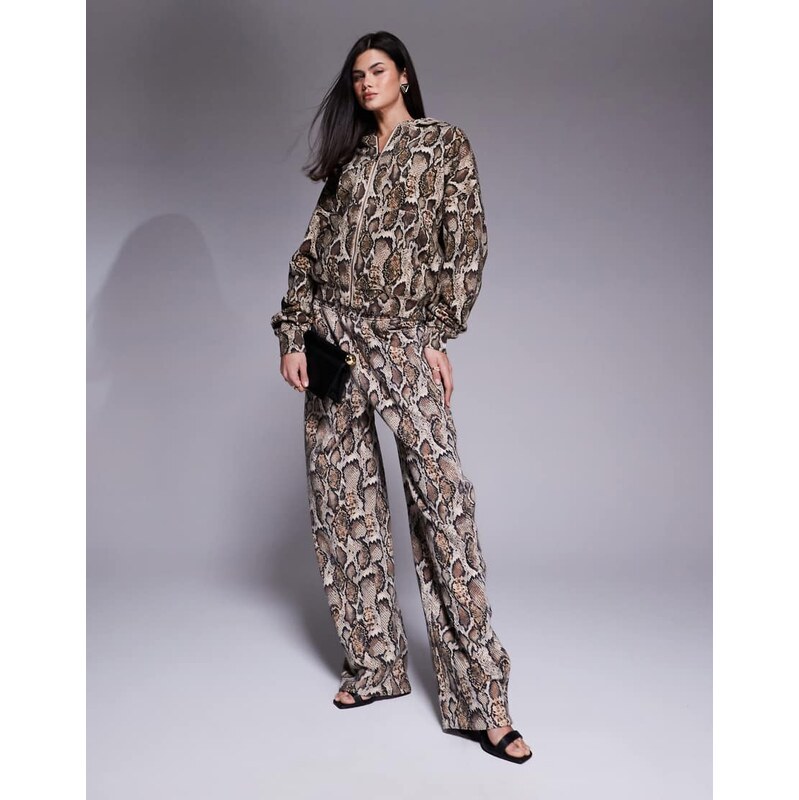 AFRM Ryan cotton barrel tracksuit bottoms co-ord in sand snake print 112308870