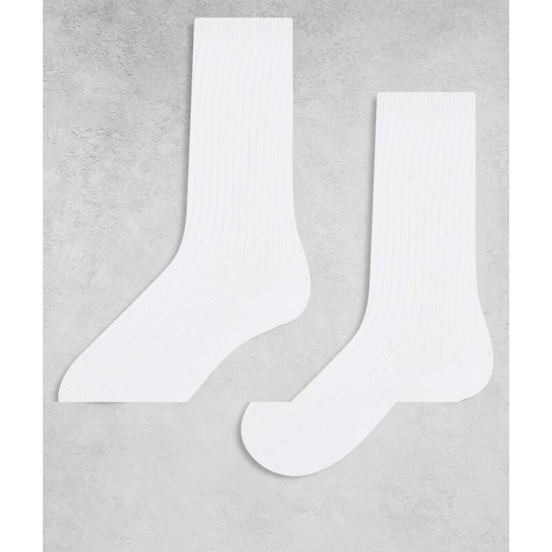 ONLY & SONS 2 pack ribbed socks in white