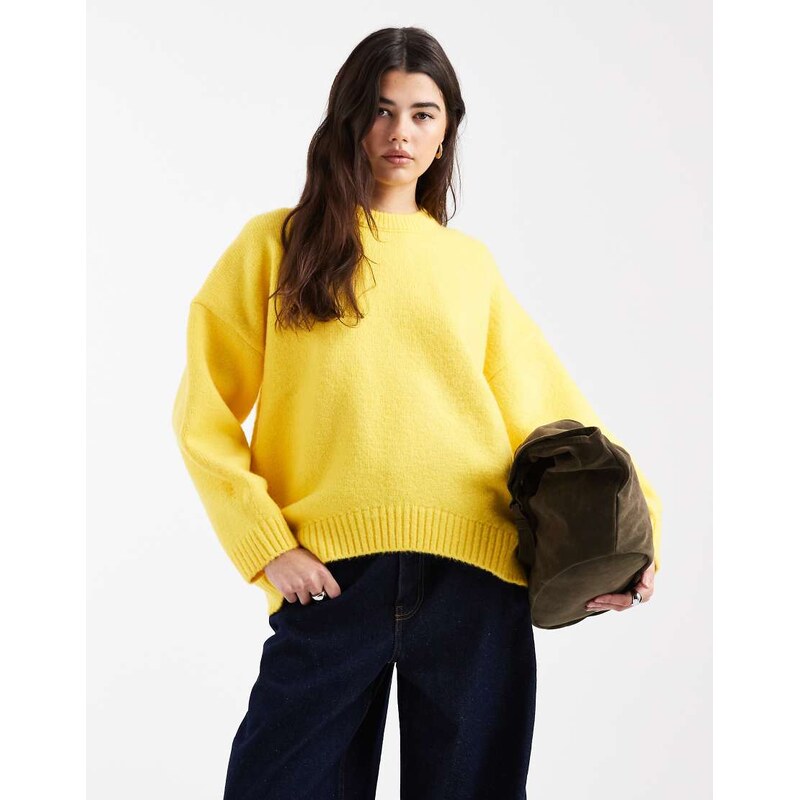 ASOS DESIGN oversized crew neck jumper with curved hem in bright 115520147