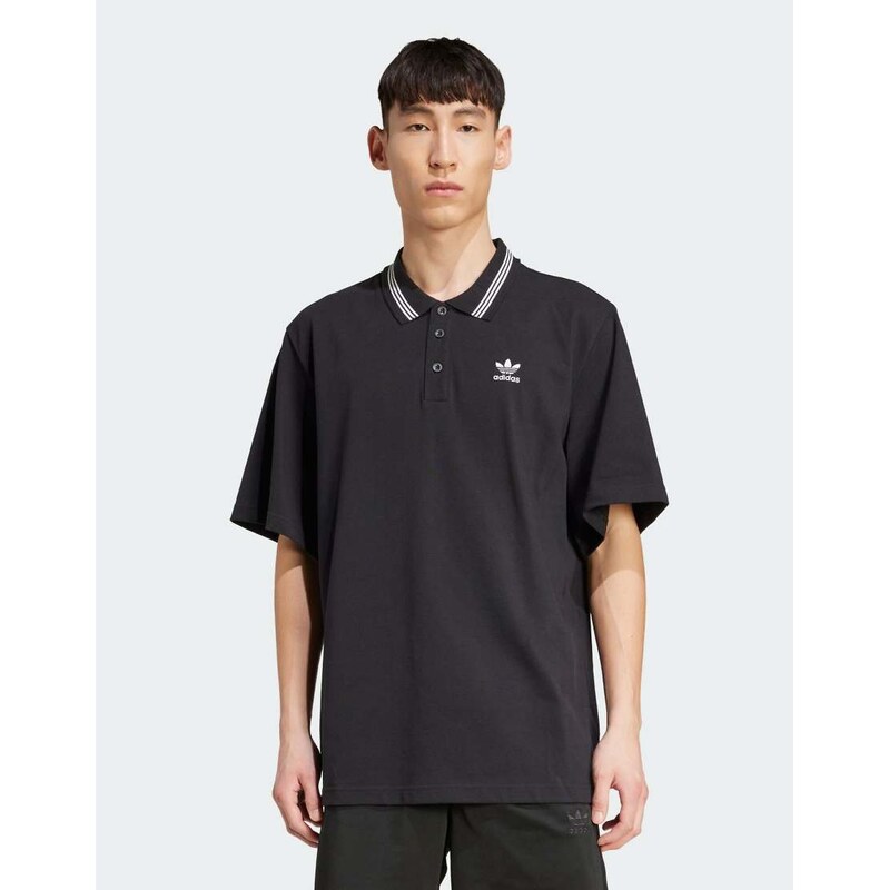 adidas Originals Adidas adicolor loose polo in black / white 115504068