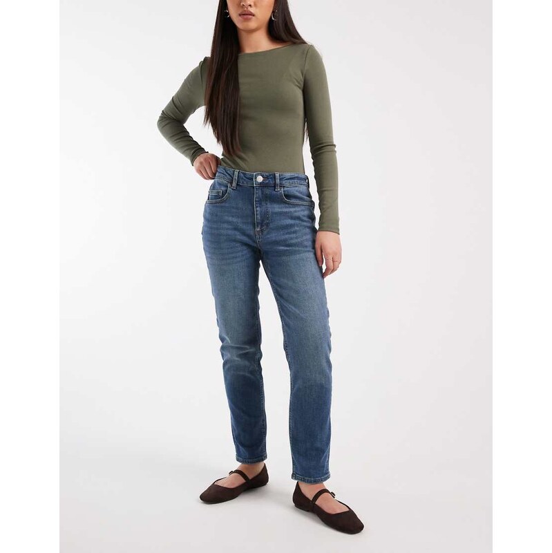 Vero Moda Rosie stretch cropped slim fit jeans in dark blue wash