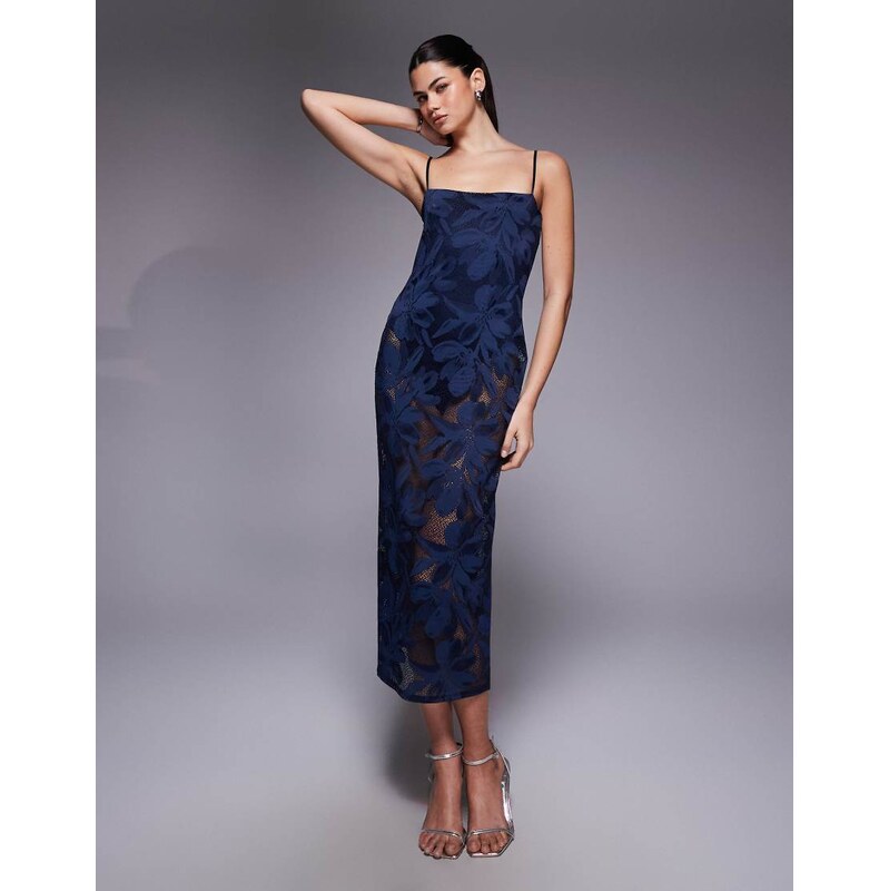 AFRM Marsaille crochet floral lace spaghetti strap midi dress in