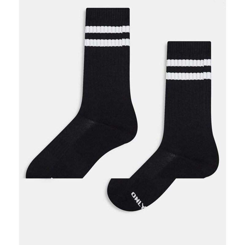 ONLY & SONS 2 pack socks in black with white stripe