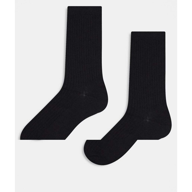ONLY & SONS 2 pack ribbed socks in black