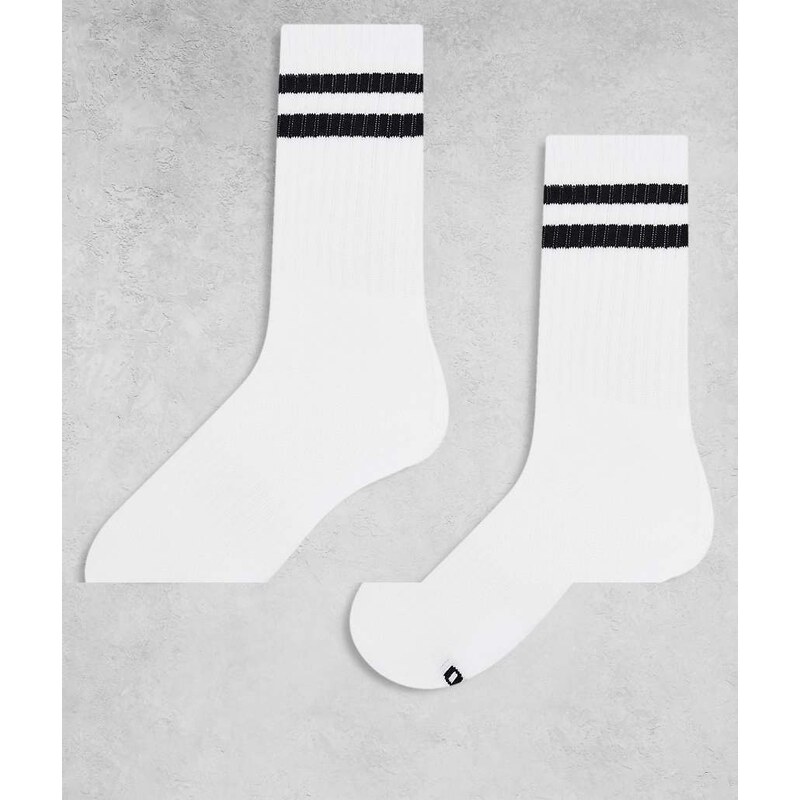 ONLY & SONS 2 pack socks in white with black stripe