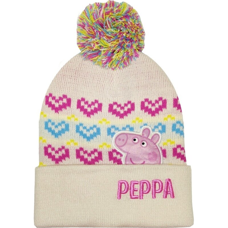 E plus M Dívčí zimní čepice s bambulí Prasátko Peppa