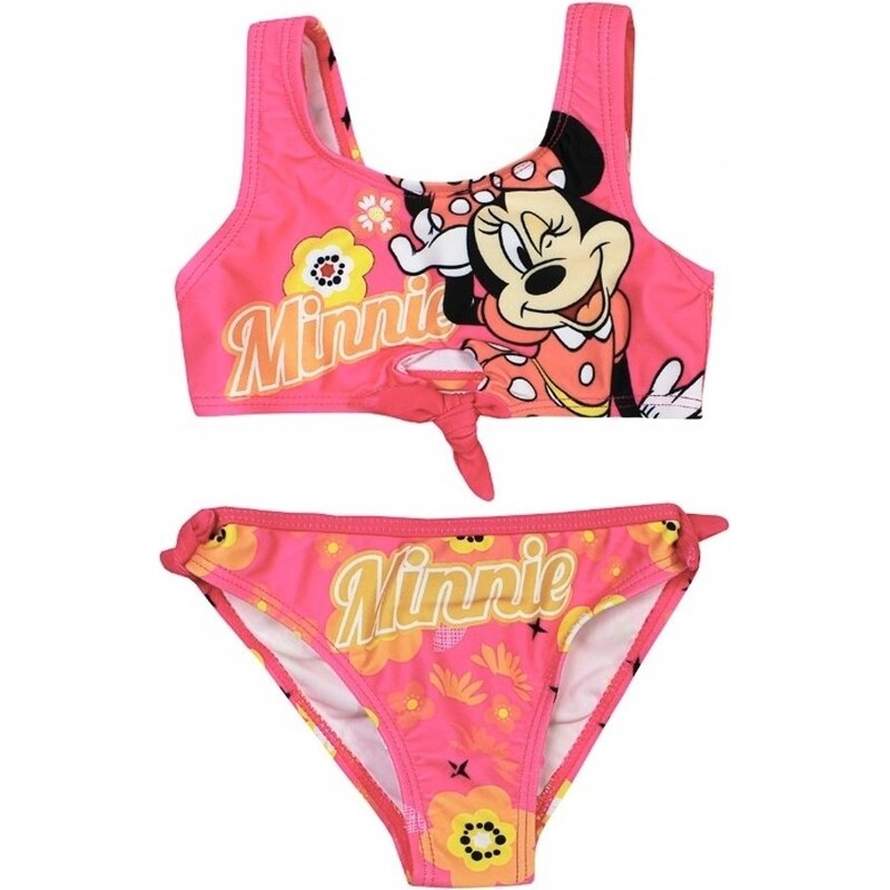 SunCity Dívčí dvoudílné plavky Minnie Mouse s květinami