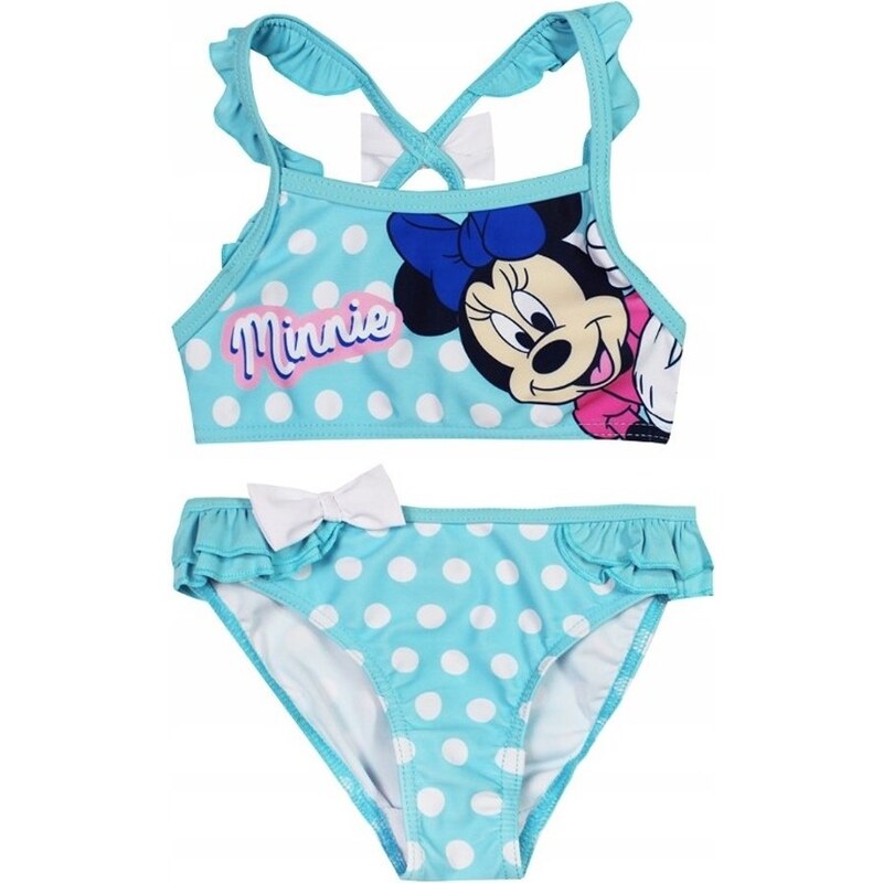 SunCity Dívčí dvoudílné plavky Minnie Mouse s puntíky