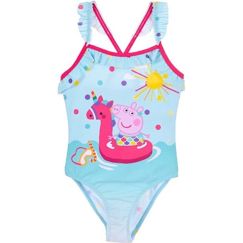SunCity Dívčí jednodílné puntíkované plavky Prasátko Peppa