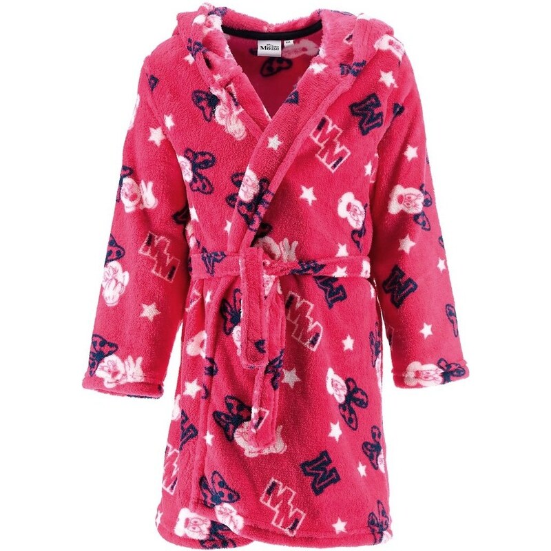 SunCity Dívčí coral fleece župan s kapucí Minnie Mouse