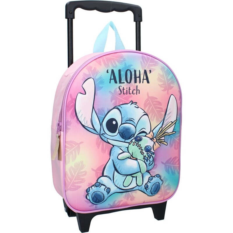 Vadobag Dětský cestovní 3D batoh na kolečkách Stitch a Scrump